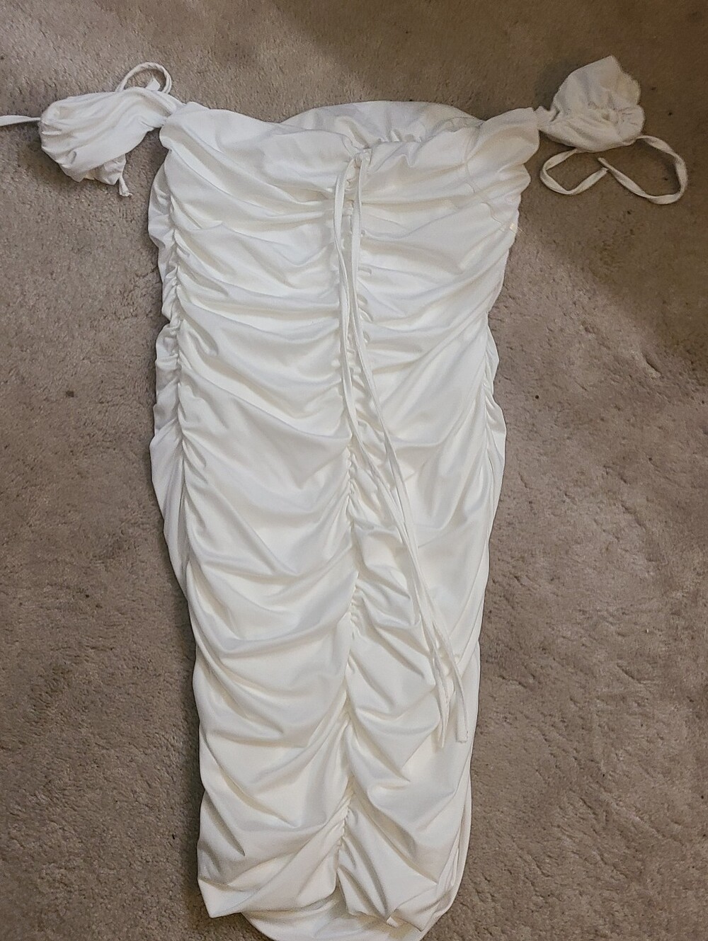 Elegant White Ruched Dress From Fashion Nova